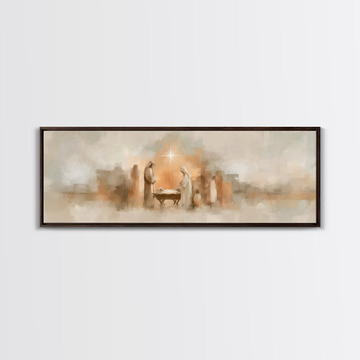 Star Of Bethlehem Hope, Framed Canvas Print, Panoramic Painting, Christian Wall Art, Christian Art Canvas, Christmas Art, Christian Decor,