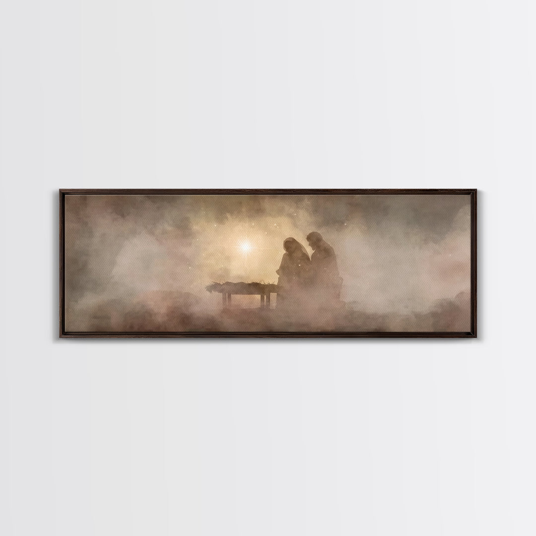 Holy Night Wonder | Framed Canvas Print | Panoramic Wall Art | Christian Wall Art | Christian Art Canvas | Christmas Art | Christian Christ