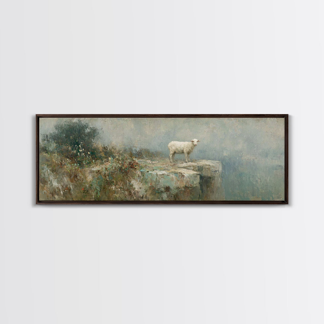 Lamb Of Mercy, Framed Canvas Print, Christian Art Canvas, Christian Wall Art, Panoramic Art, Christian Painting, Christian Decor