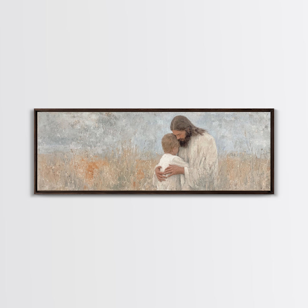 Sacred Reunion | Framed Canvas Print | Christian Wall Art | Jesus Painting | Panoramic Print | Christian Art Canvas | Christian Decor