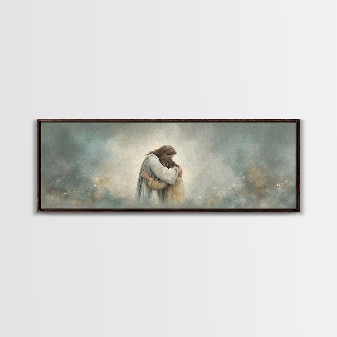 Guiding Mercy – Framed Canvas Print – Christian Wall Art – Jesus Painting – Panoramic Art – Christian Art Canvas – Christian Gift