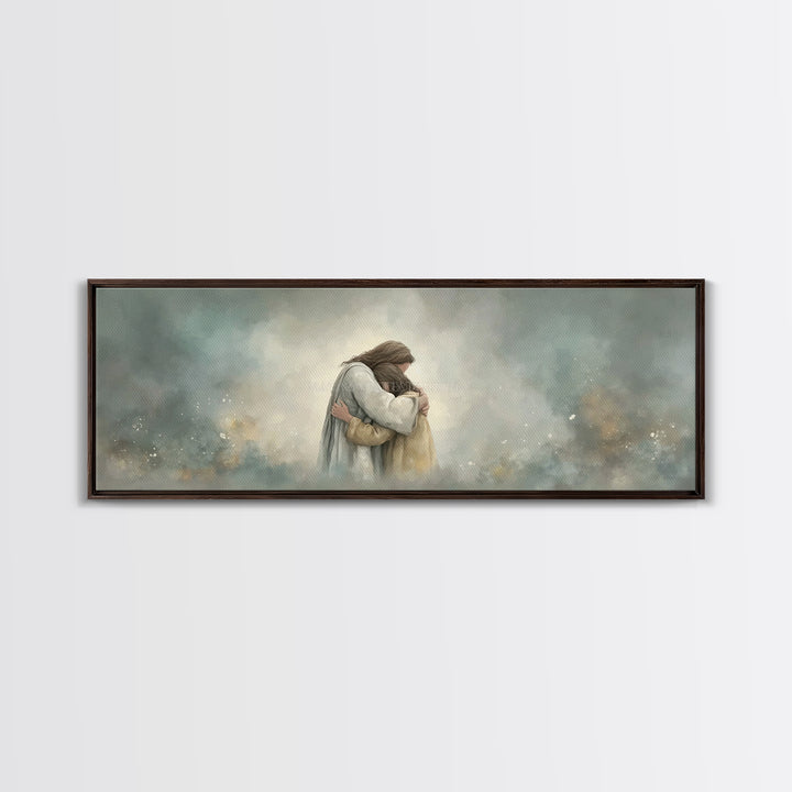 Guiding Mercy – Framed Canvas Print – Christian Wall Art – Jesus Painting – Panoramic Art – Christian Art Canvas – Christian Gift