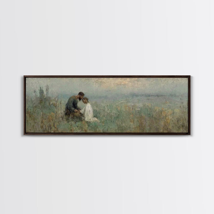 Evening Comfort, Framed Canvas Print, Christian Wall Art, Jesus Painting, Panoramic Frame, Christian Art Canvas, Christian Decor