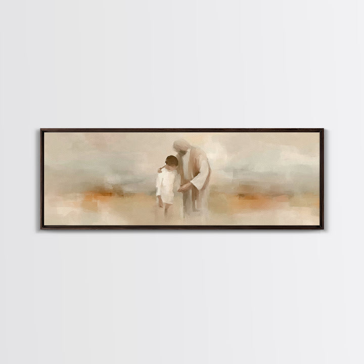 Quiet Devotion | Framed Canvas Print | Christian Art Canvas | Jesus Painting | Panoramic Wall Art | Christian Wall Art | Christian Gift