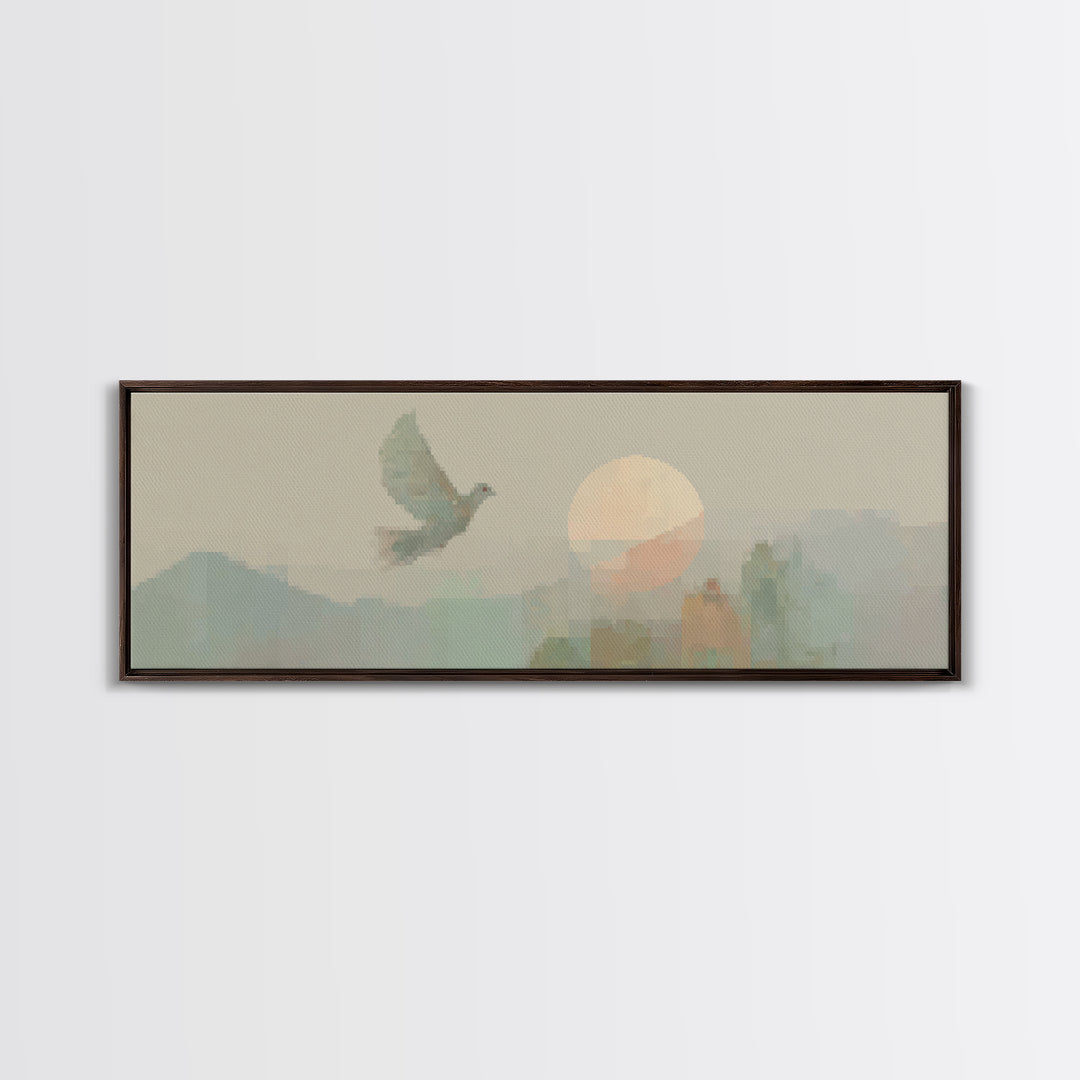 Solitude In Faith - Framed Canvas Print - Panoramic Art - Christian Art Canvas - Jesus Painting - Christian Wall Art - Modern Christian Pai