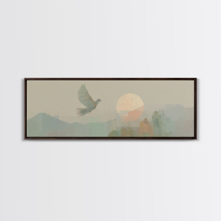 Solitude In Faith - Framed Canvas Print - Panoramic Art - Christian Art Canvas - Jesus Painting - Christian Wall Art - Modern Christian Pai