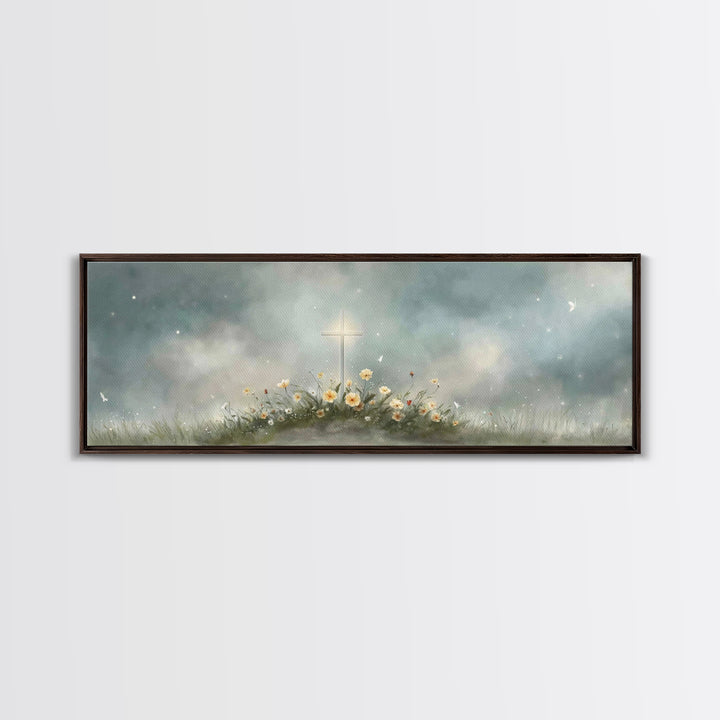 Cross Of Peace – Framed Canvas Print – Christian Wall Art – Christian Art Canvas – Panoramic Wall Art – Christian Decor – Christian Gift