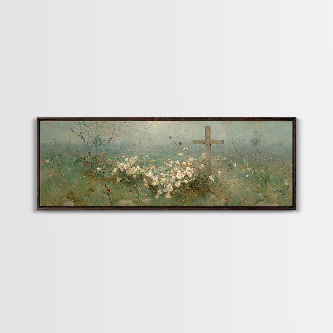 Garden Of Promise, Framed Canvas Print, Christian Wall Art, Christian Art Canvas, Panoramic Painting, Christian Art, Christian Gift