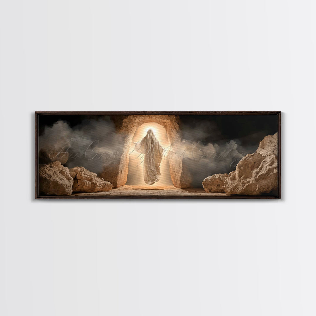 Sanctuary Gathering | Framed Canvas Print | Christian Wall Art | Christian Art Canvas | Panoramic Painting | Christian Art | Christian Gift