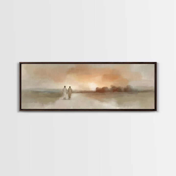 Emmaus Road Peace, Framed Canvas Print, Christian Wall Art, Christian Art Canvas, Jesus Painting, Extra Wide Art, Christian Gift Ideas