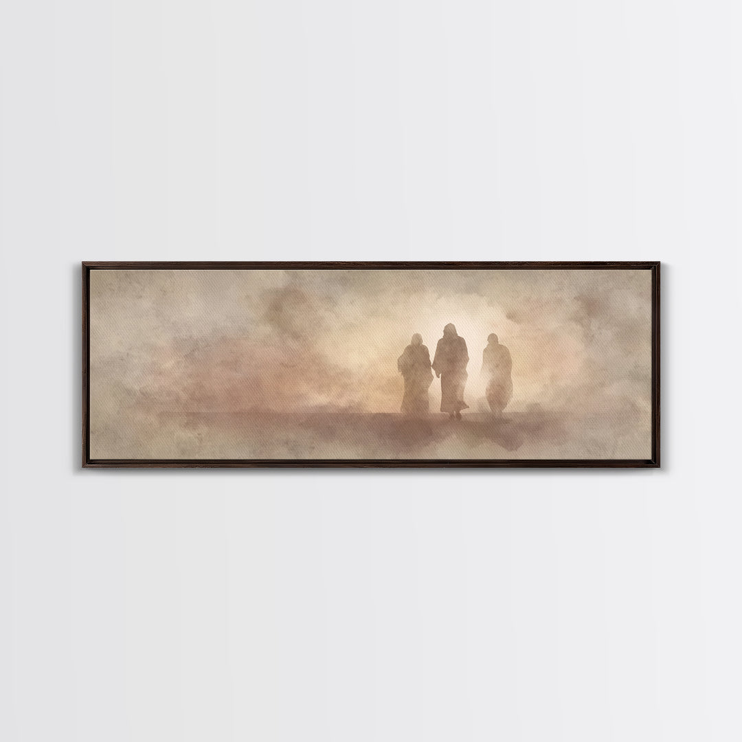 Sacred Walk Trio – Framed Canvas Print – Christian Wall Art – Christian Art Canvas – Panoramic Painting – Christian Christmas Art – Jesus P