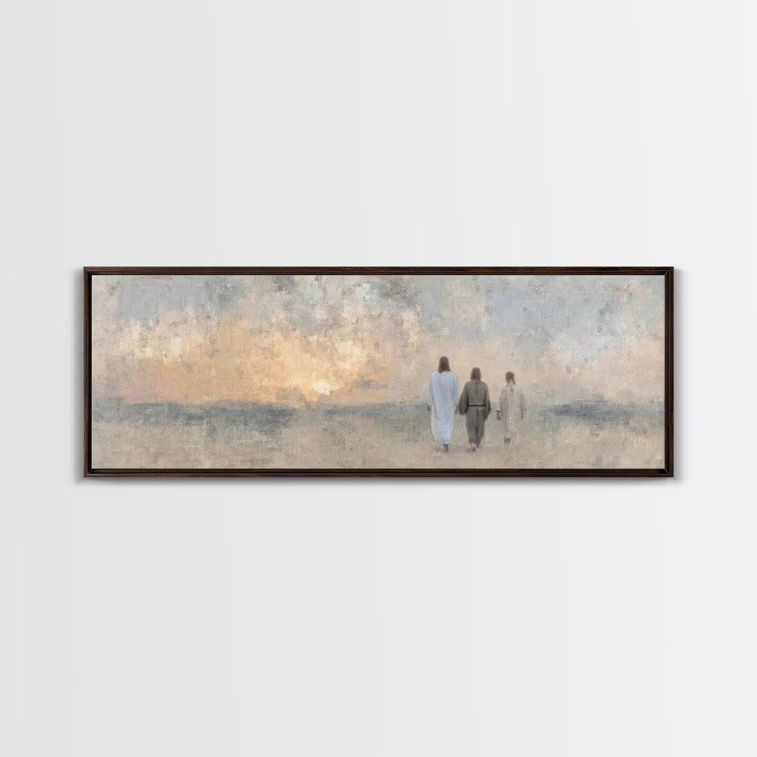 Twilight Disciples, Framed Canvas Print, Christian Wall Art, Christian Art Canvas, Panoramic Print, Christian Painting, Christmas Art