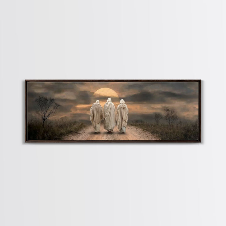 Savior’s Evening Path – Framed Canvas Print – Christian Wall Art – Christian Art Canvas – Panoramic Frame – Christian Christmas Art – Jesus