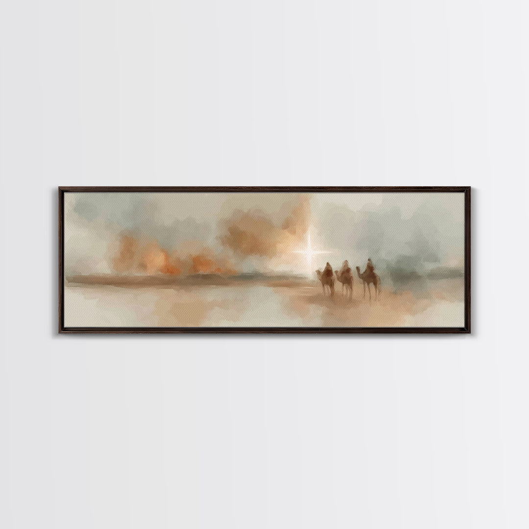 Holy Star Caravan – Framed Canvas Print – Christian Wall Art – Christian Art Canvas – Panoramic Wall Art – Christmas Art – Christian Gift