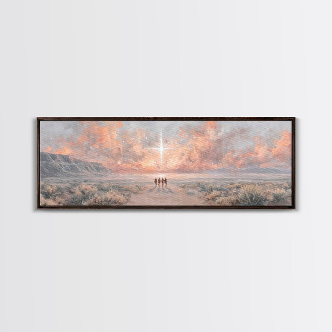 The Guiding Star – Framed Canvas Print – Panoramic Art – Christian Wall Art – Christian Art Canvas – Christmas Art – Jesus Painting