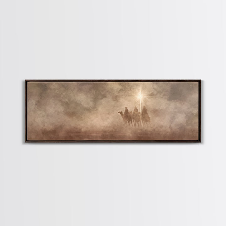 Desert Star Journey, Framed Canvas Print, Panoramic Wall Art, Christian Art Canvas, Christmas Art, Modern Christian Art, Jesus Painting