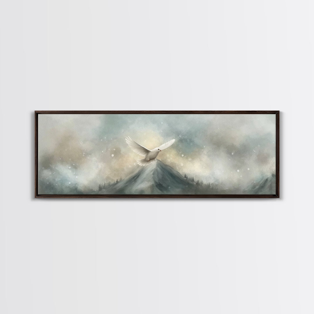 Wings Of Peace, Framed Canvas Print, Christian Wall Art, Christian Art Canvas, Panoramic Art, Christian Painting