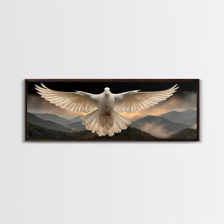 Serenity In Flight, Framed Canvas Print, Christian Art Canvas, Christian Wall Art, Panoramic Painting, Christian Gift