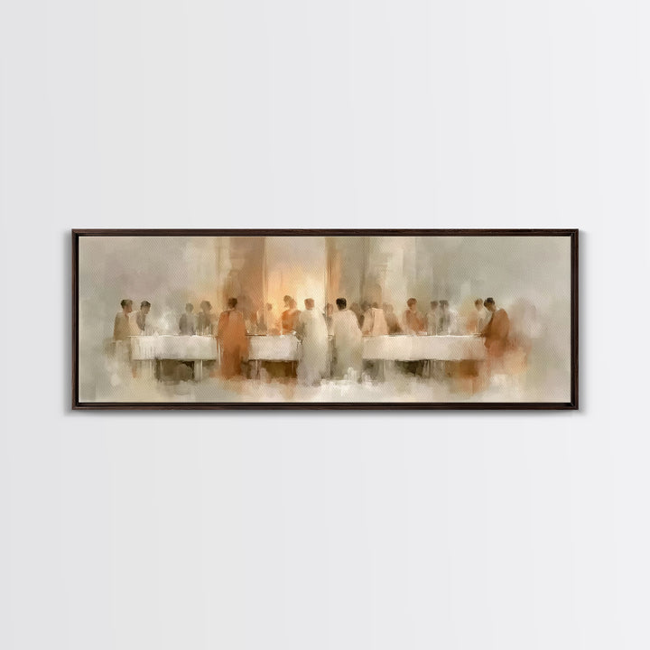 Table Of Mercy, Framed Canvas Print, Christian Art Canvas, Christian Wall Art, Panoramic Art, Christian Christmas Art