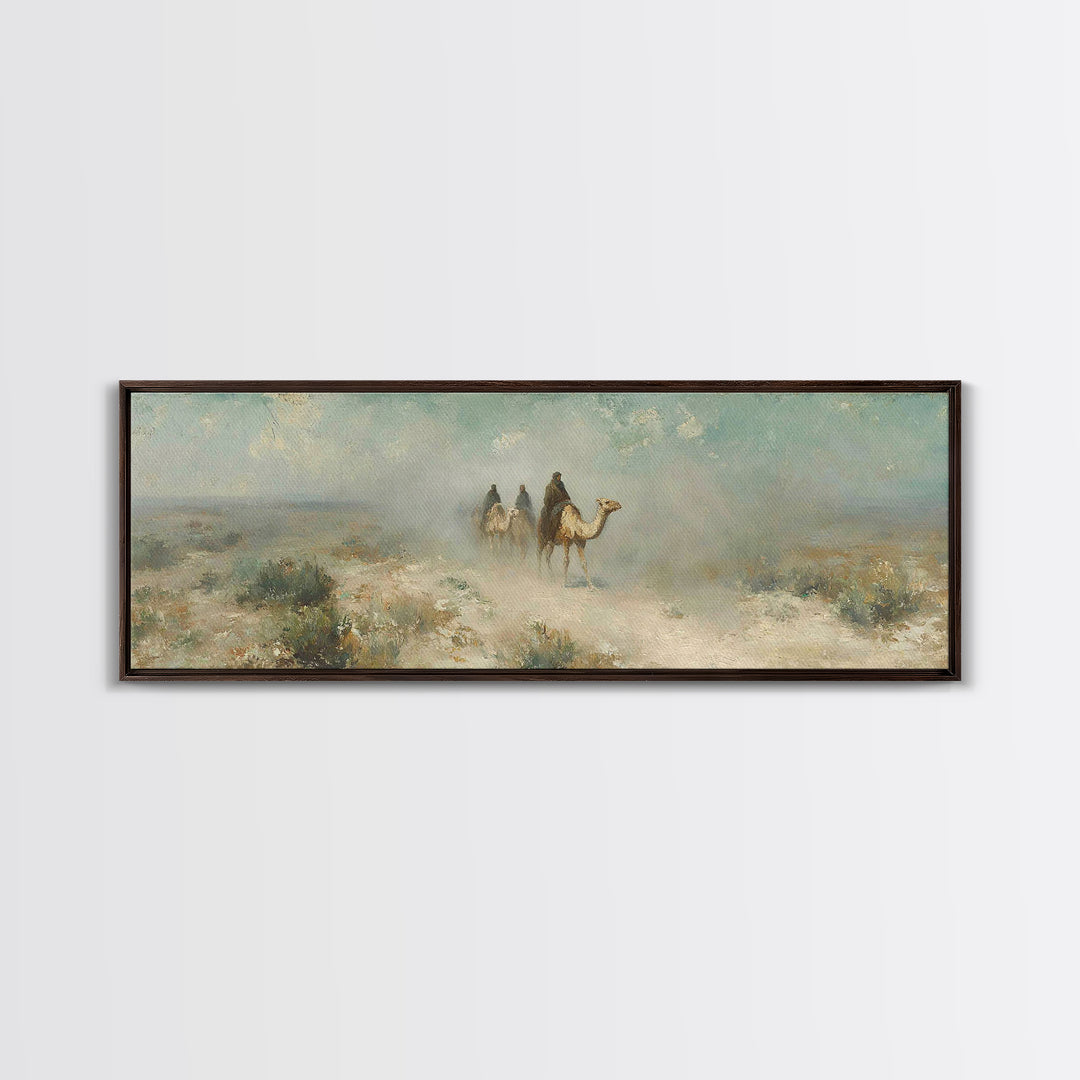 Desert Pilgrims – Framed Canvas Print – Christian Wall Art – Panoramic Art – Jesus Painting – Christian Art Canvas