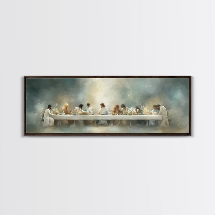 Grace At The Table – Framed Canvas Print – Christian Wall Art – Christian Art Canvas – Panoramic Painting – Christian Gift Ideas