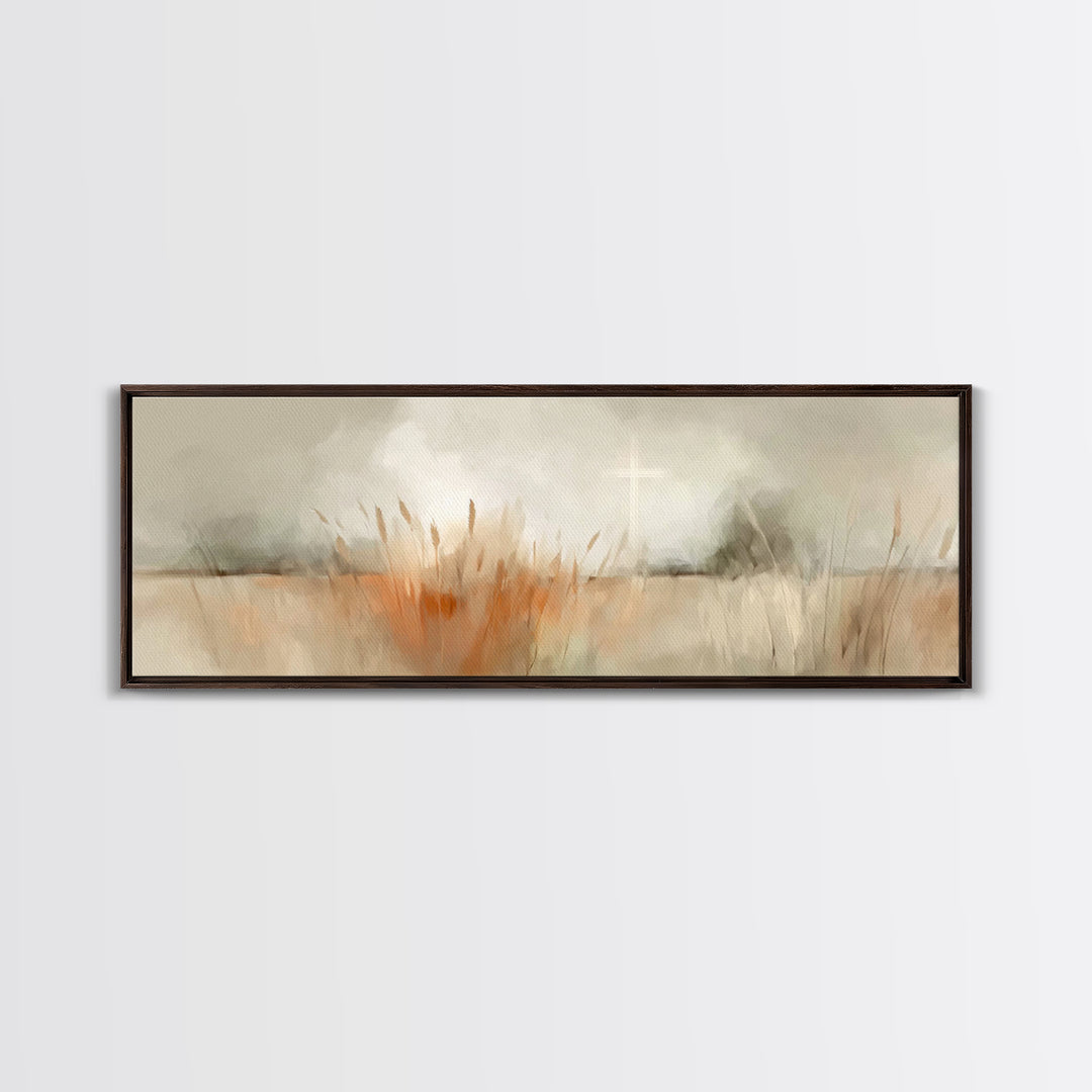 Fields Of Promise – Framed Canvas Print – Christian Wall Art – Christian Art Canvas – Panoramic Art – Christian Decor