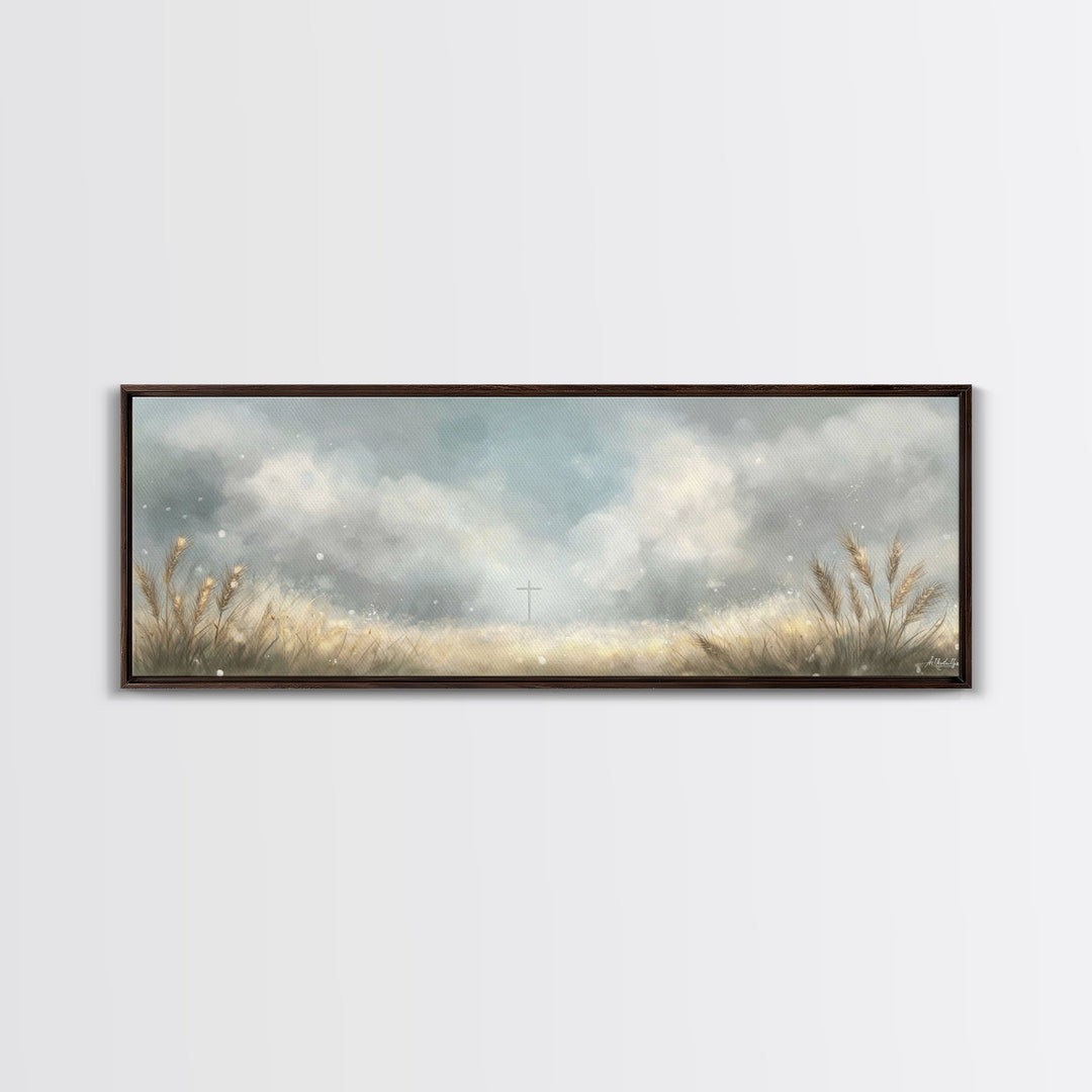 Heaven’s Wheatlight – Framed Canvas Print – Christian Wall Art – Christian Art Canvas – Panoramic Art – Christian Gift Ideas