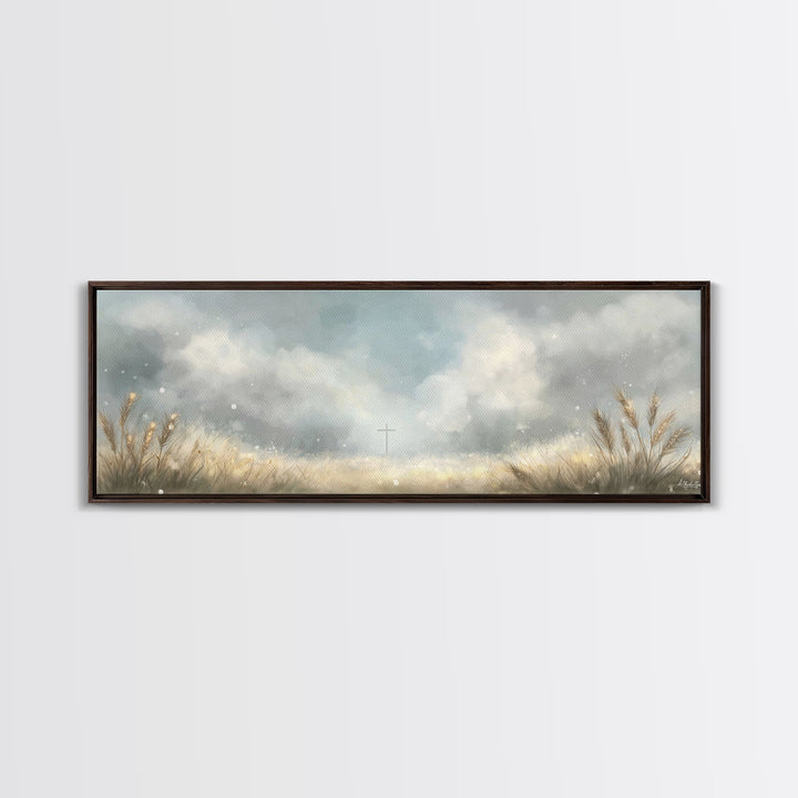 Heaven’s Wheatlight – Framed Canvas Print – Christian Wall Art – Christian Art Canvas – Panoramic Art – Christian Gift Ideas
