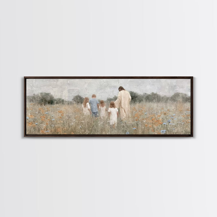 Blossoms Of Grace – Framed Canvas Print – Christian Wall Art – Jesus Painting – Christian Art Canvas – Panoramic Art – Christian Decor – Ch