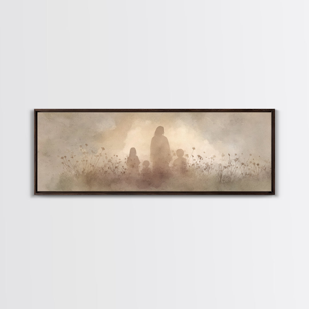 Shadows Of Hope | Framed Canvas Print | Christian Wall Art | Christian Art Print | Panoramic Painting | Jesus Canvas Art | Christian Christ