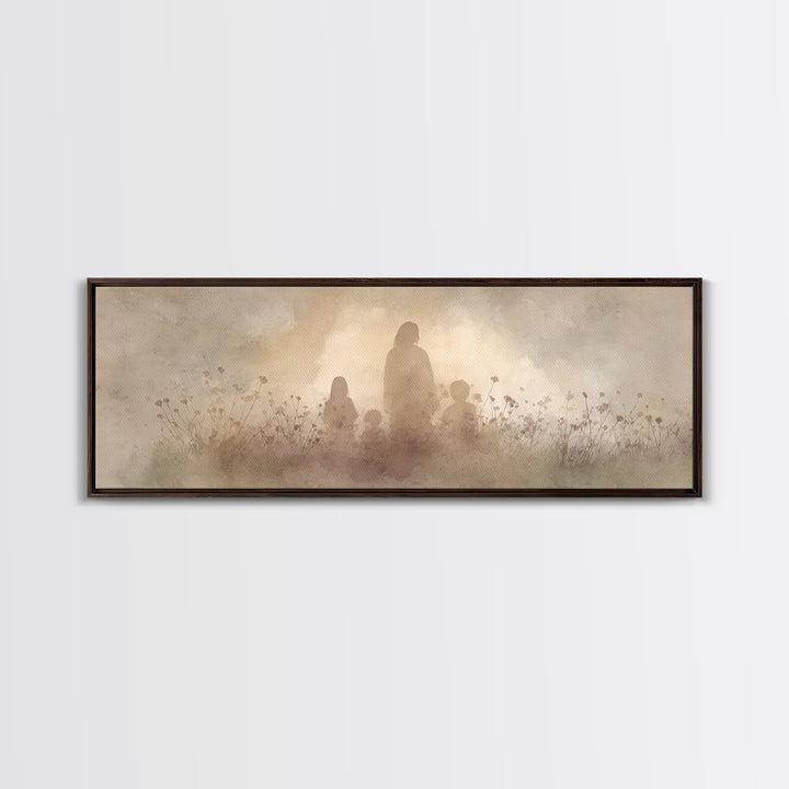 Shadows Of Hope | Framed Canvas Print | Christian Wall Art | Christian Art Print | Panoramic Painting | Jesus Canvas Art | Christian Christ