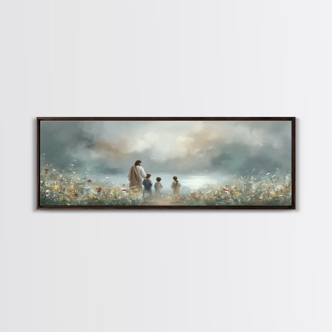 Calm Morning Grace , Framed Canvas Print, Christian Wall Art, Jesus Painting, Panoramic Art, Christian Art Canvas, Christian Christmas Art,