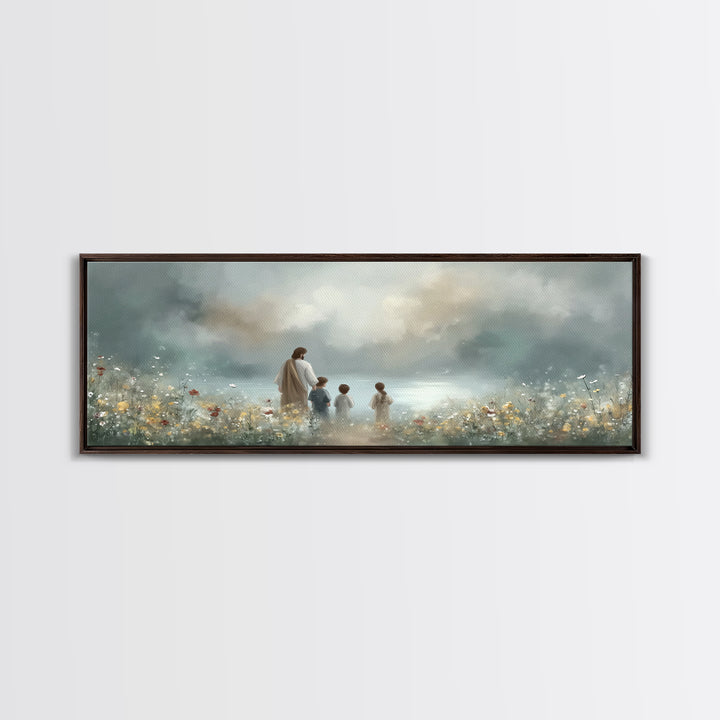 Calm Morning Grace , Framed Canvas Print, Christian Wall Art, Jesus Painting, Panoramic Art, Christian Art Canvas, Christian Christmas Art,
