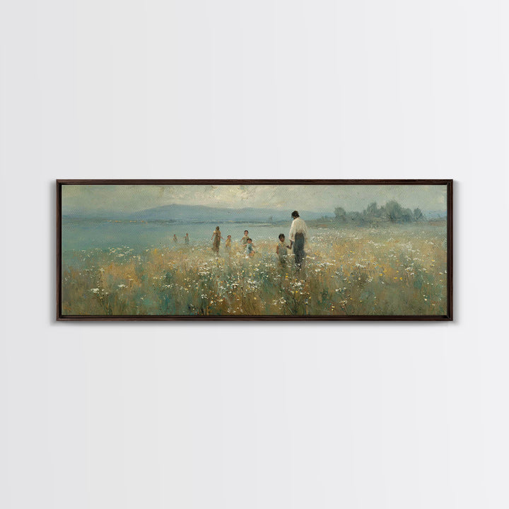 Garden Of Peace | Framed Canvas Print | Christian Art Canvas | Christian Wall Art | Jesus Painting | Panoramic Frame | Christian Decoration