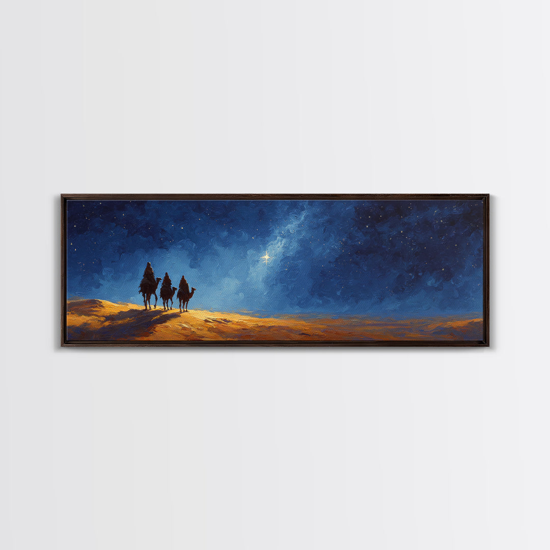Night Seekers, Framed Canvas Print, Christian Art Canvas, Panoramic Art, Christian Wall Art, Jesus Painting