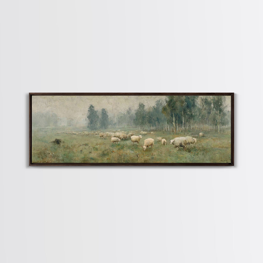 Pasture Of Peace | Framed Canvas Print | Panoramic Painting | Christian Wall Art | Christian Art Print | Subtle Christian Art | Christian D