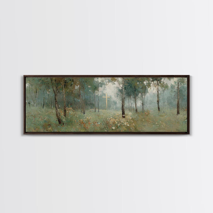 Cross Of Hope – Framed Canvas Print – Panoramic Painting – Christian Wall Art – Christian Art Canvas – Christian Christmas Art – Christian