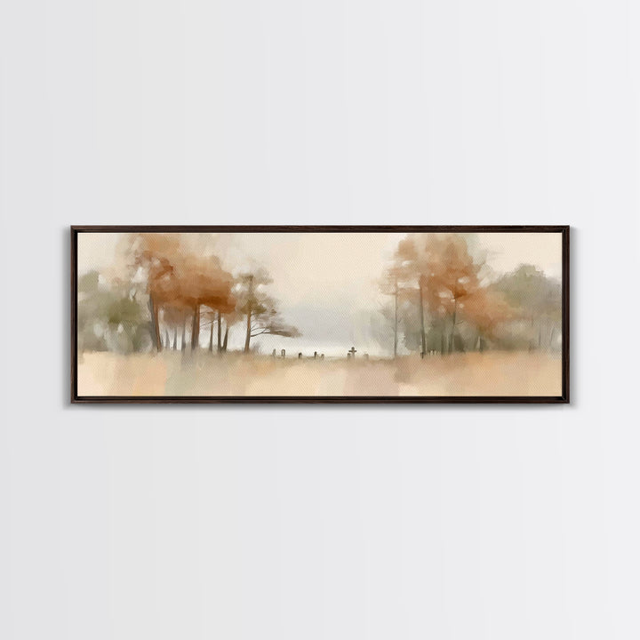 Autumn Valley Cross - Framed Canvas Print - Panoramic Frame - Christian Wall Art - Christian Art Canvas - Jesus Painting - Christian Gift I