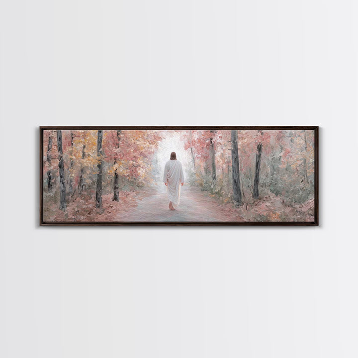 Radiant Grove Walk - Framed Canvas Print - Panoramic Wall Art - Christian Art Canvas - Christian Wall Art - Jesus Painting - Christian Deco