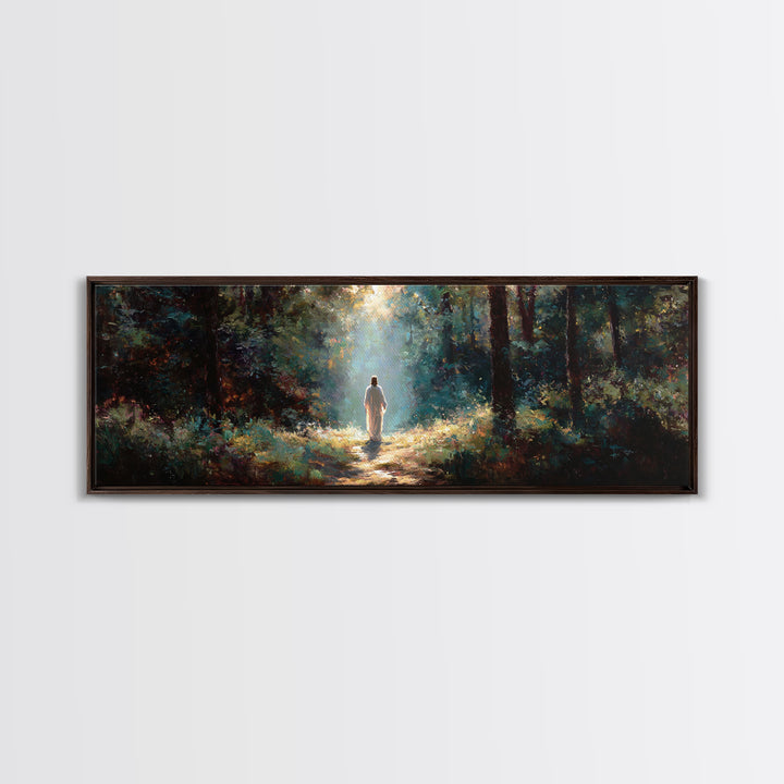 Light of the Forest | Framed Canvas Print | Panoramic Painting | Christian Wall Art | Christian Canvas | Jesus Painting | Christian Art Pri