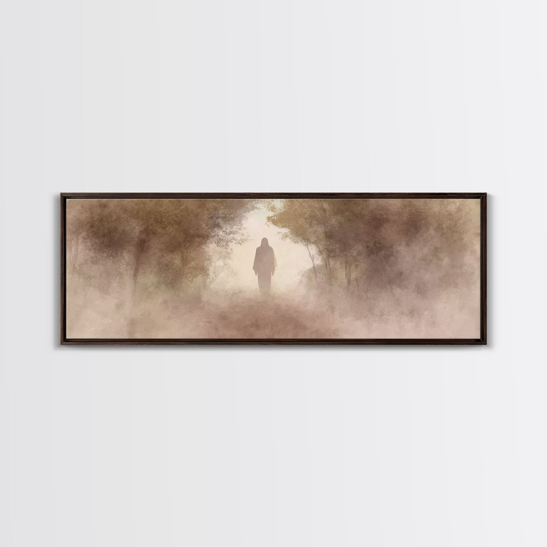 Holy Dawn Silhouette | Framed Canvas Print | Panoramic Painting | Christian Wall Art | Christian Art Canvas | Jesus Painting | Christian De