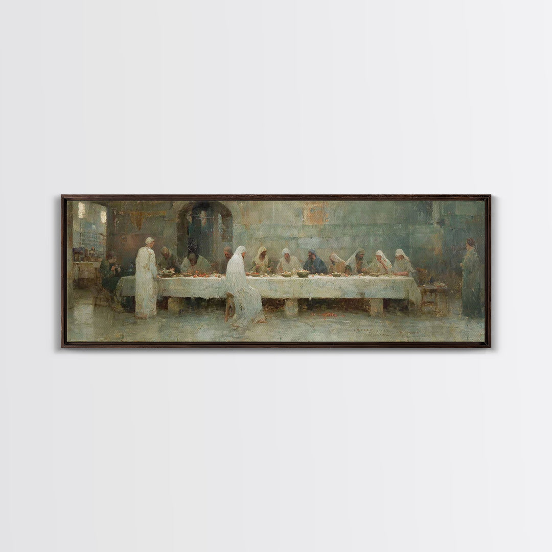Humble Table Fellowship | Framed Canvas Print | Panoramic Art | Christian Art Canvas | Christian Wall Art | Christian Painting | Christian