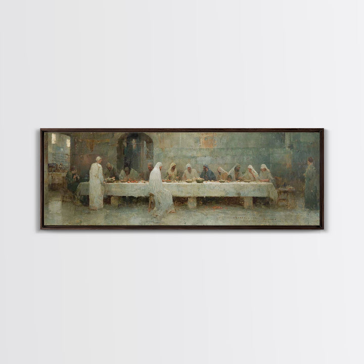Humble Table Fellowship | Framed Canvas Print | Panoramic Art | Christian Art Canvas | Christian Wall Art | Christian Painting | Christian