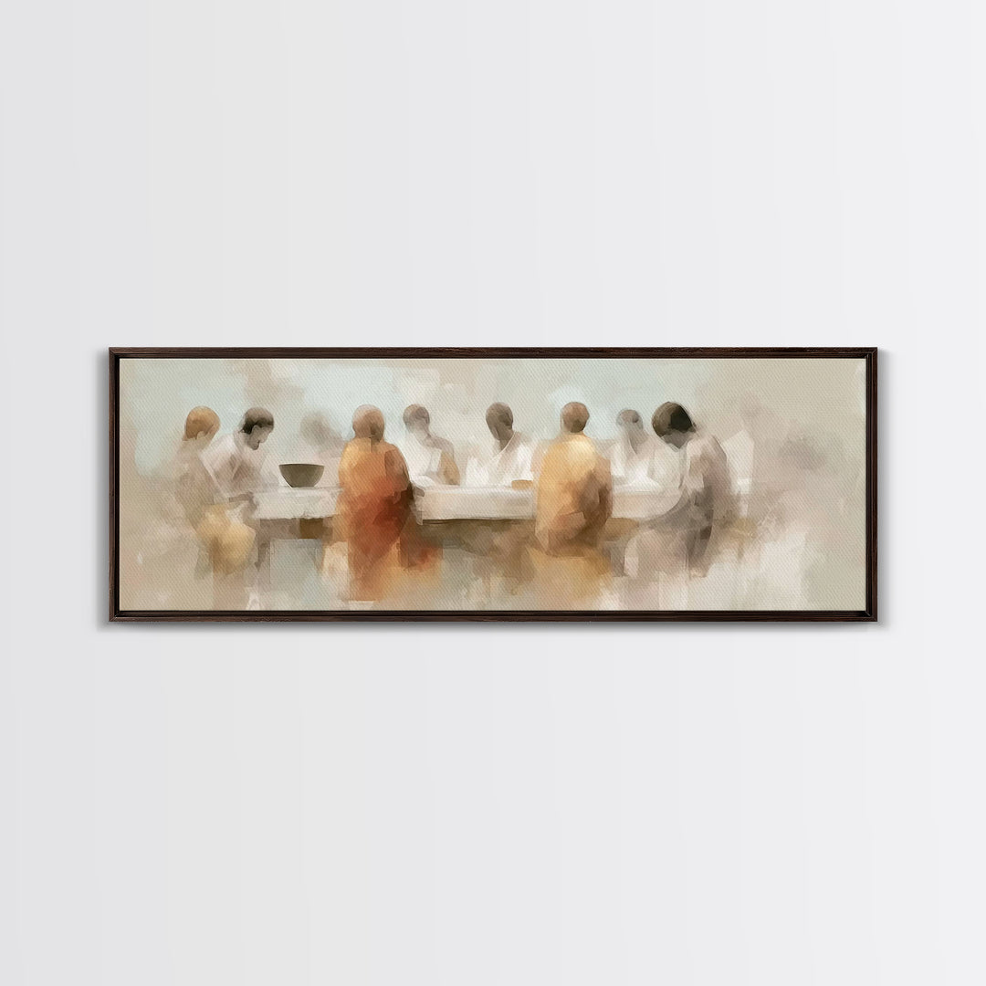 Quiet Supper Silhouettes | Framed Canvas Print | Panoramic Wall Art | Christian Art Canvas | Christian Painting | Christian Wall Art | Mood
