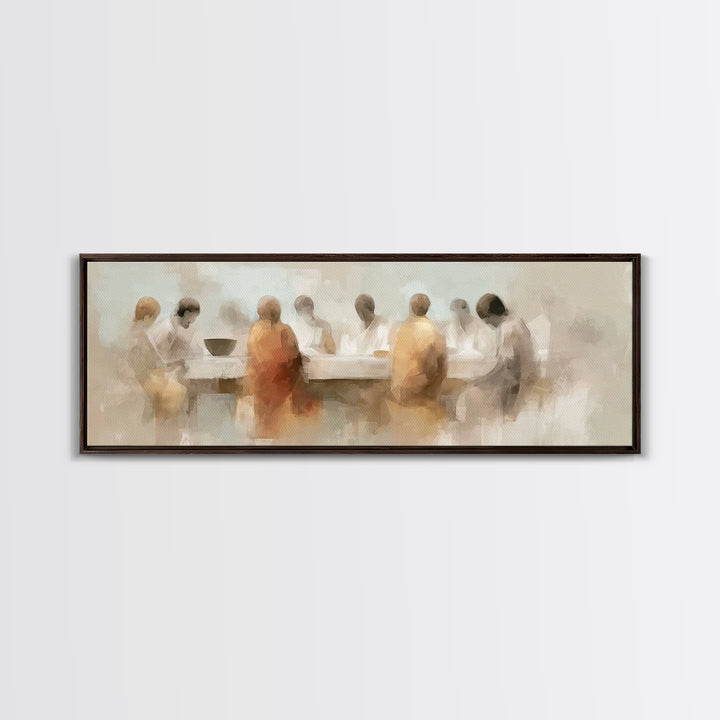 Quiet Supper Silhouettes | Framed Canvas Print | Panoramic Wall Art | Christian Art Canvas | Christian Painting | Christian Wall Art | Mood