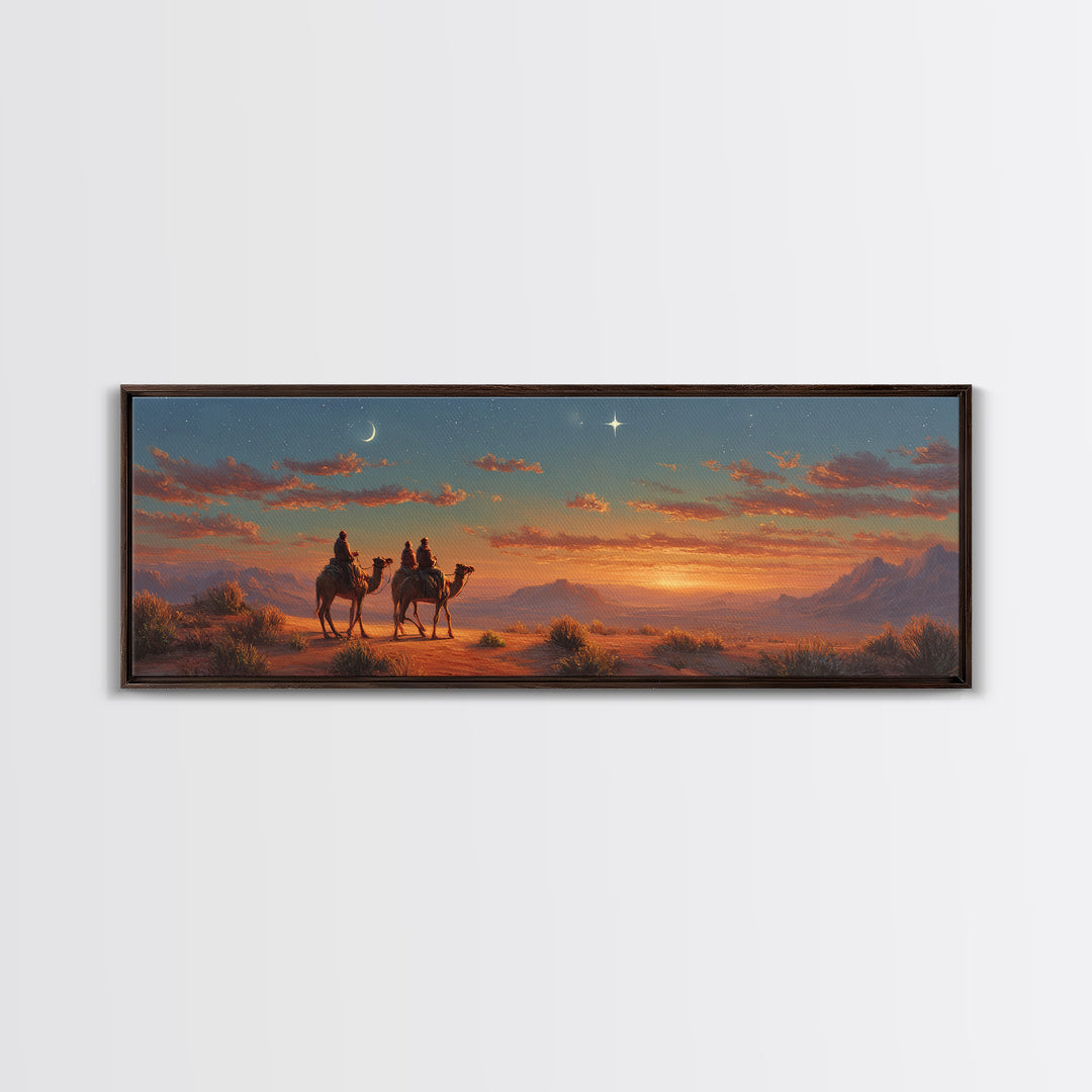 Silent Travelers, Framed Canvas Print, Christian Art Canvas, Panoramic Print, Jesus Painting, Christian Wall Art