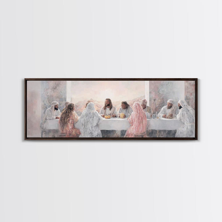Table Of Eternal Grace, Framed Canvas Print, Panoramic Art, Christian Wall Art, Jesus Painting, Christian Art Canvas, Christian Christmas A