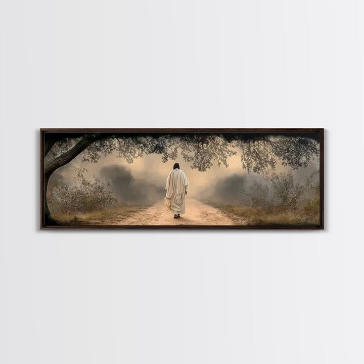Walking In Grace, Framed Canvas Print, Panoramic Painting, Christian Wall Art, Jesus Canvas Art, Christian Art Print, Modern Christian Art