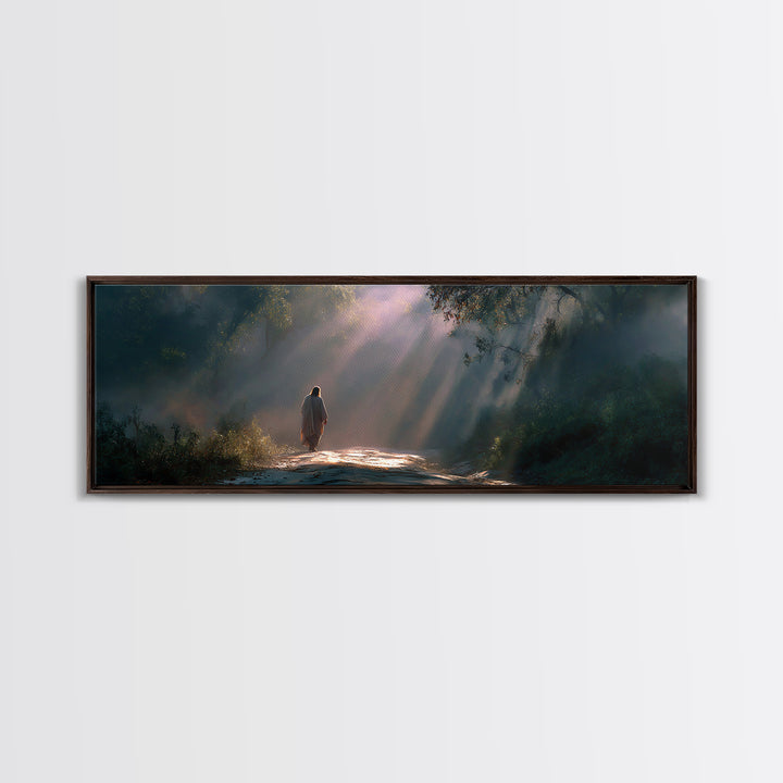 Path Of Light – Framed Canvas Print – Panoramic Art – Jesus Painting – Christian Wall Art – Moody Christian Art – Christian Art Canvas