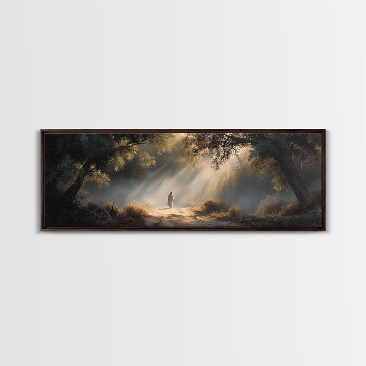 The Wandering Light – Framed Canvas Print – Christian Wall Art – Jesus Painting – Panoramic Art – Christian Christmas Art – Christian Decor